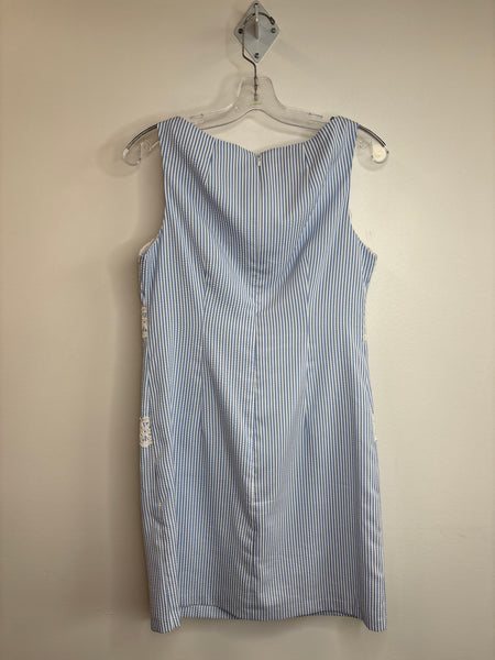 London Times Floral Lace Accent Striped Shift Dress (8)