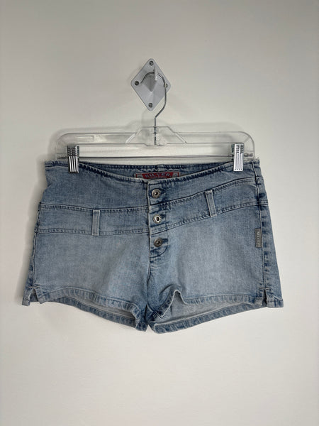 Retro Silver Denim Mini Shorts (29)