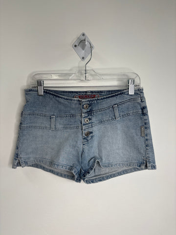 Retro Silver Denim Mini Shorts (29)