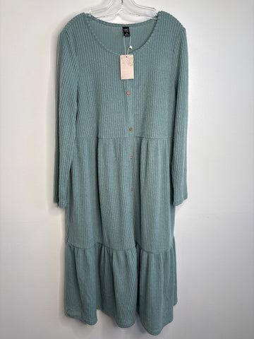 NWT Emery Rose Teal Two-Tiered Long-Sleeve Dress (XL)
