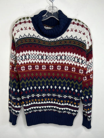 Retro Variations Knit Turtleneck Grandpa Sweater (S)