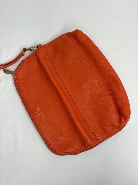 Fossil Orange Cowhide Leather Monarch Foldable Clutch