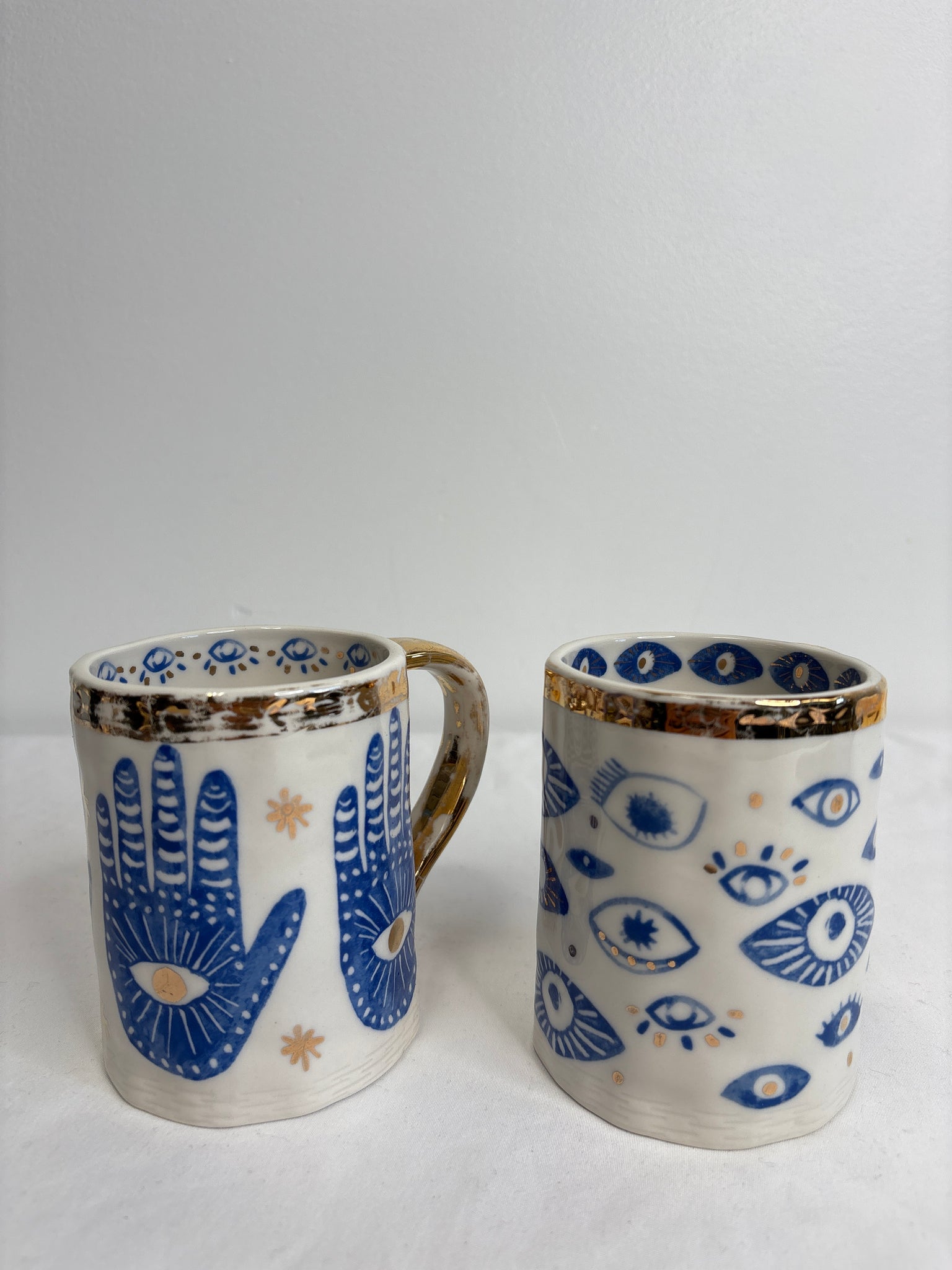 SET OF 2 Anthropologie Evil Eye Coffee Mug