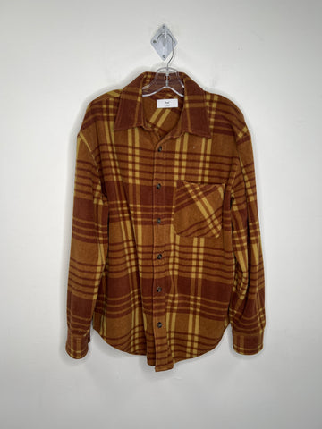 Tna Tan/Yellow Plaid Fleece Long-Sleeve Button-Up Shacket (3)