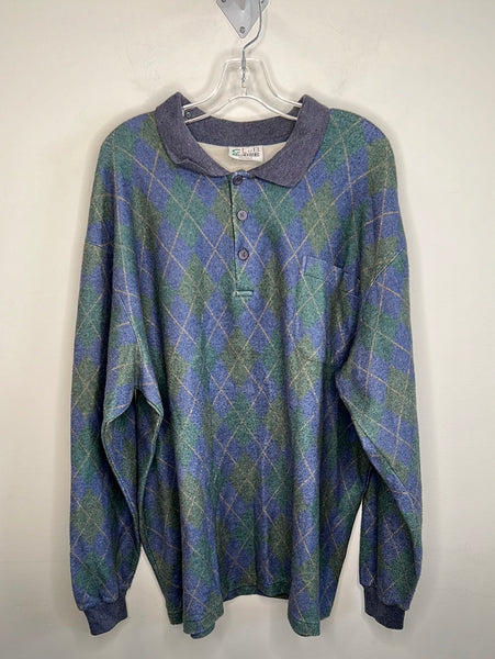 Retro Club House Long-Sleeve Grandpa Polo Sweater (3XL)