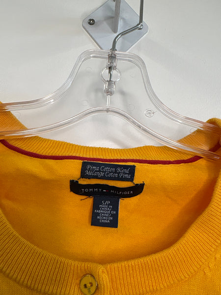 Tommy Hilfiger Yellow Pima Cotton Blend Light Knit Cardigan (XS)