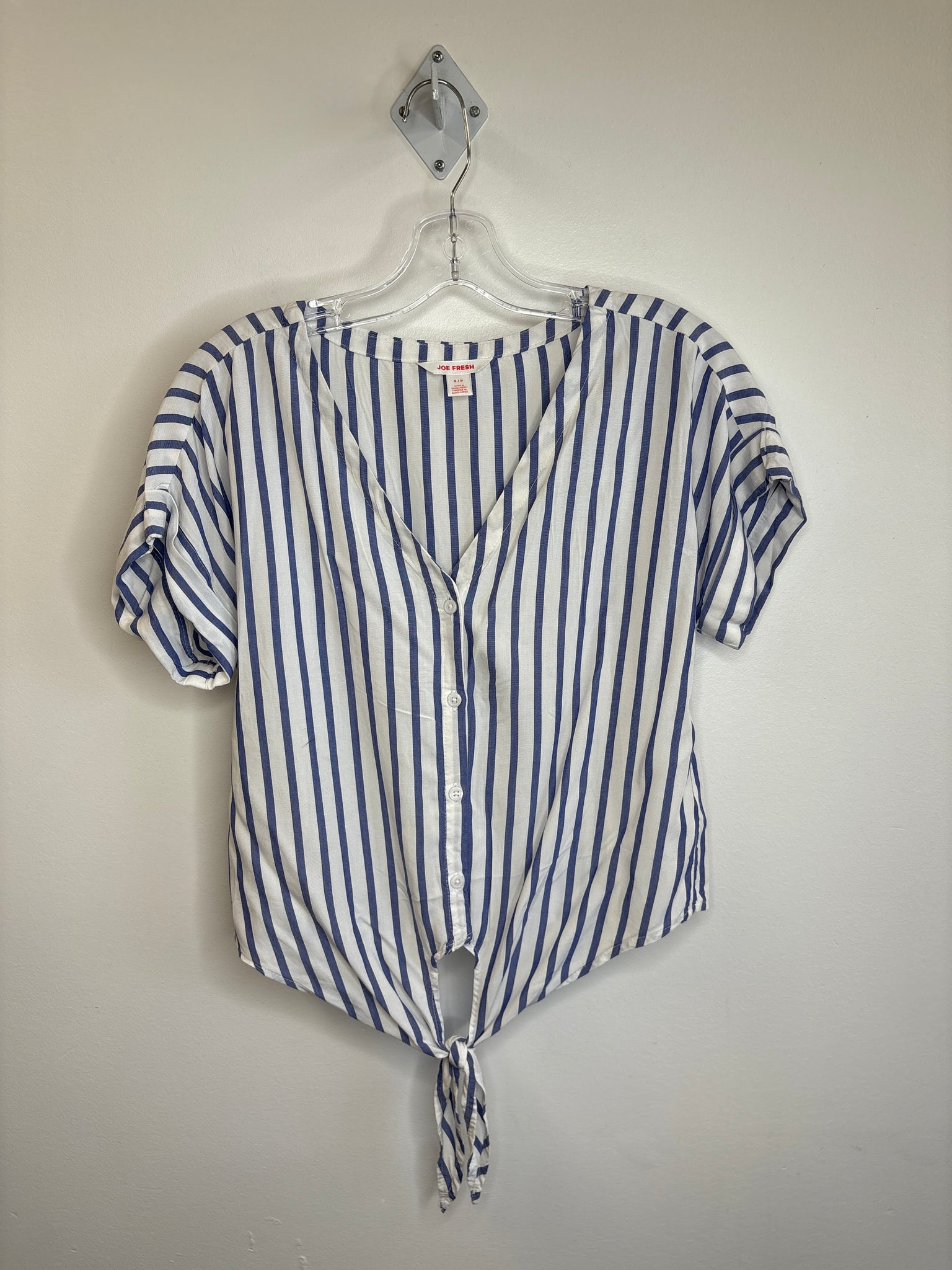 Joe Fresh Front-Tie Striped Button-Up Blouse (S)