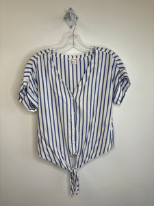 Joe Fresh Front-Tie Striped Button-Up Blouse (S)