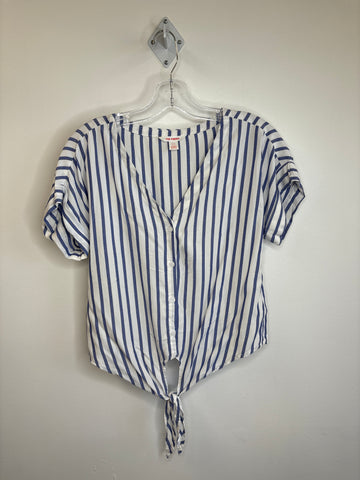 Joe Fresh Front-Tie Striped Button-Up Blouse (S)