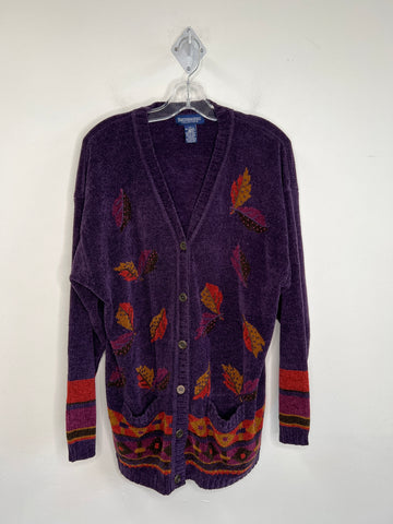 Retro Northern Spirit Collections Multicolour Autumn Foliage Knit Cardigan Sweater (S)