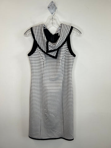 Vintage Joseph Ribkoff Sleeveless Gingham Black White Sheath (8)