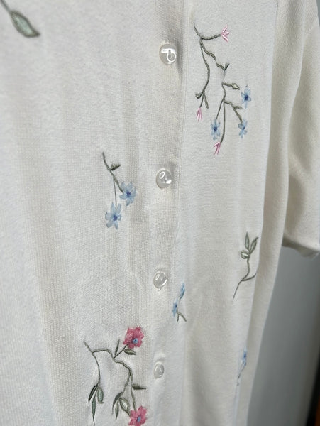 Vintage Kobe Knit Spring Short Sleeve Button Up Cardigan Sweater (2XL)