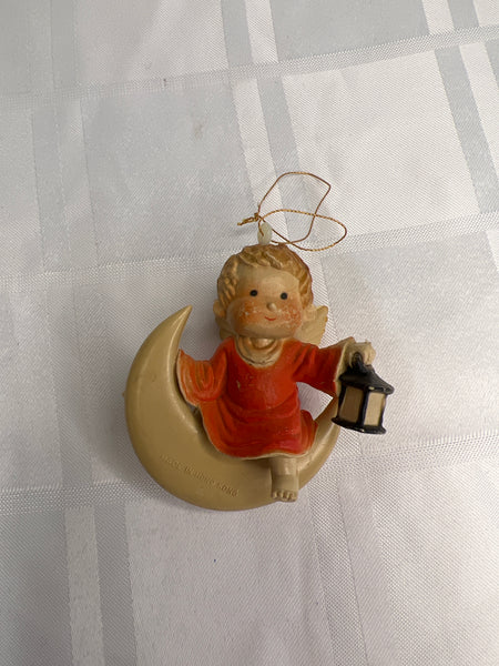 Vintage Angel On The Moon Christmas Ornament