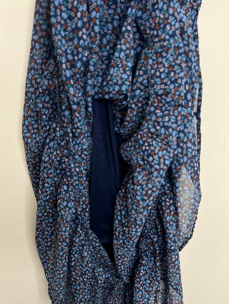 Streetwear Society Back Cutout Blue Floral Maxi Dress (M)