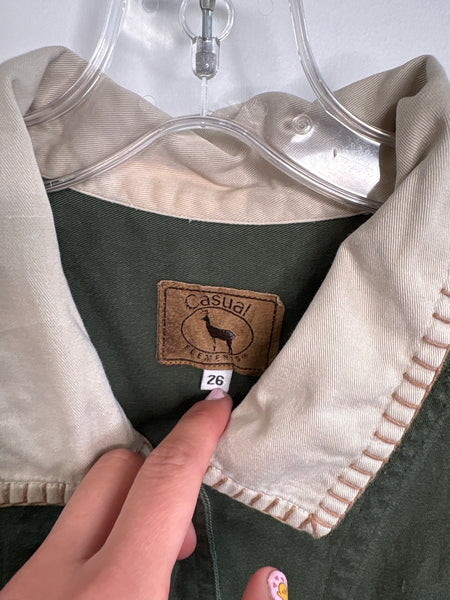 Casual Elements Leaf Patch Embroidered Button-Up Cotton Vest (26)
