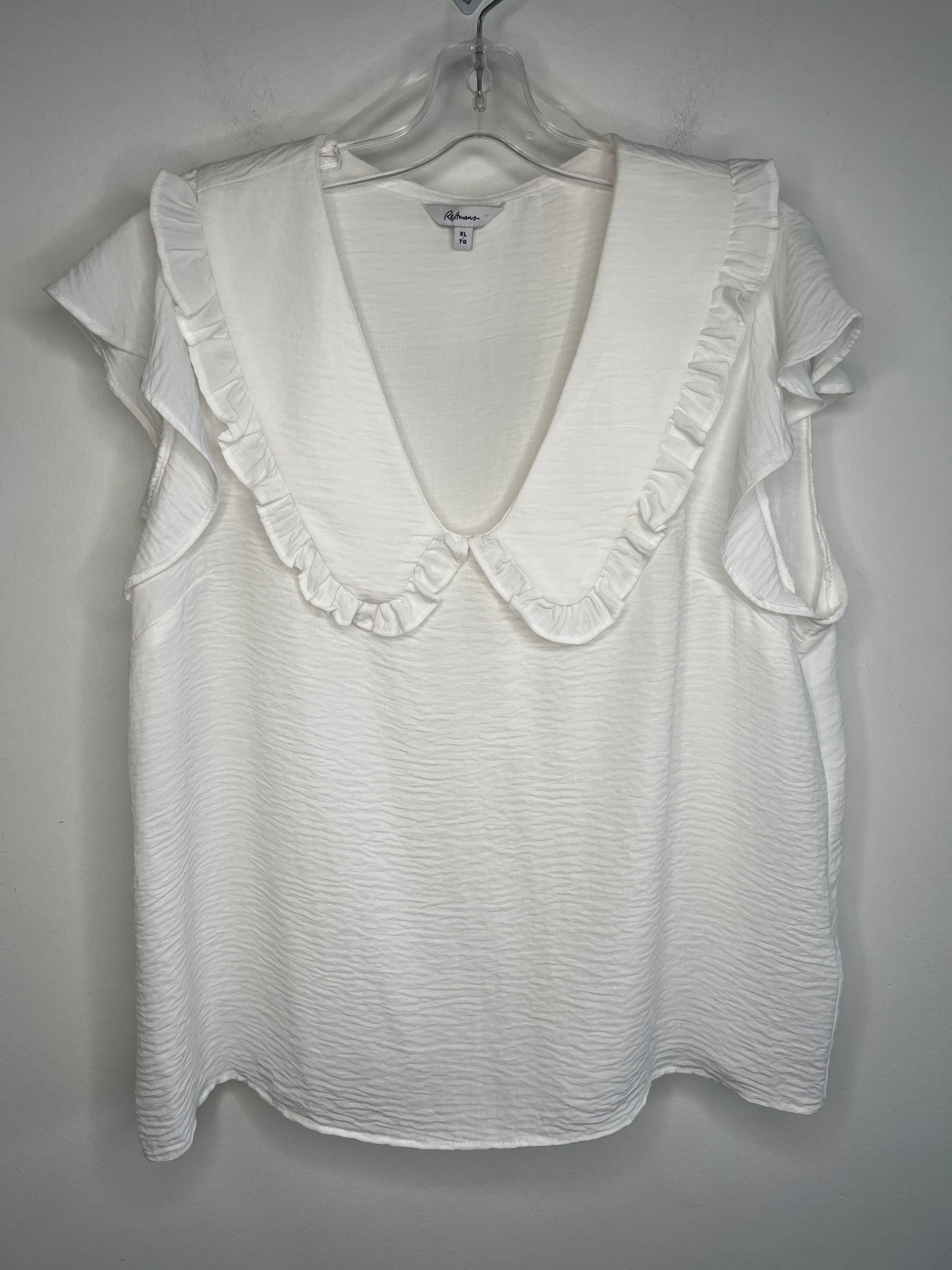 Reitmans White Peter Pan Collar Sleeveless Blouse (XL)