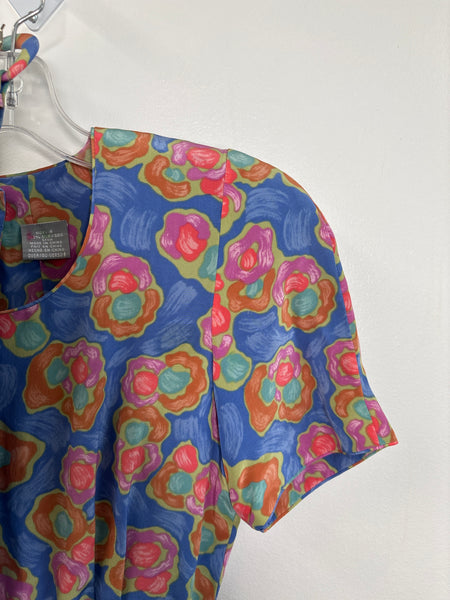 Retro Liz Claiborne Watercolour Floral Dress (4)