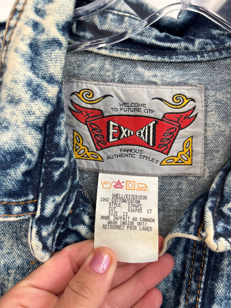 Vintage Welcome to the Future Exit Exit Acid Wash Button-Up Cotton Denim Jumpsuit (13)