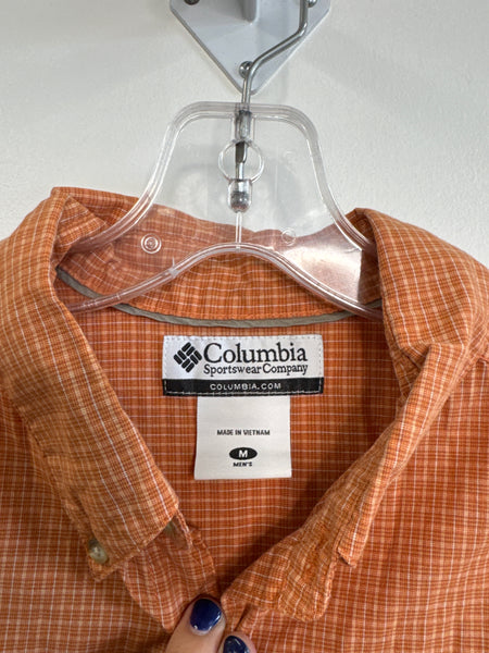 Columbia Orange Cotton Plaid Button-Down Shirt (M)
