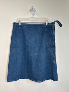Rebel Jeans Tied Waist Wrap Denim Midi Skirt (42)