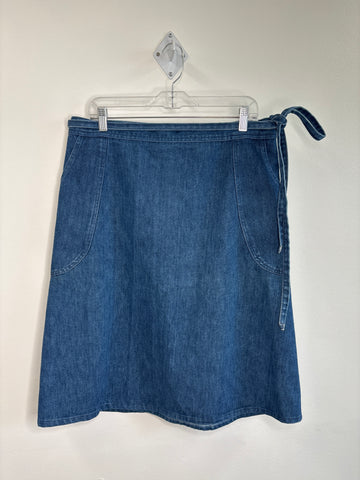 Rebel Jeans Tied Waist Wrap Denim Midi Skirt (42)