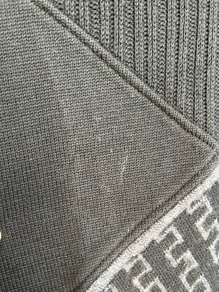 Retro Tosani Canada Knit Patterned Quarter Zip Sweater (L)