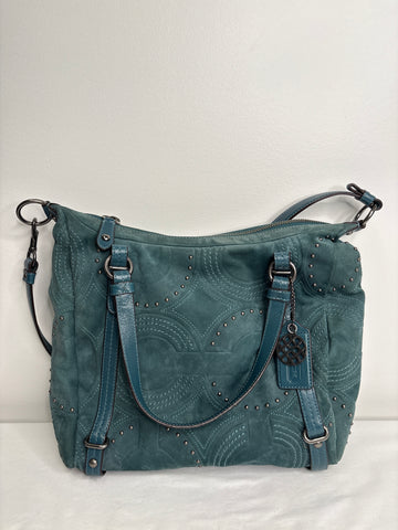 Coach Alexandra Embossed Leather Suede Purse