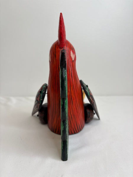 Chicken Bird Wooden Carved Figurine Animal Decor