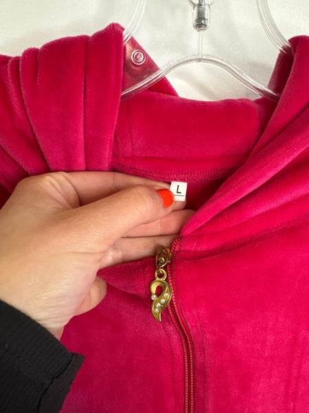 Velour Rhinestone Zip-Up Jacket (L)