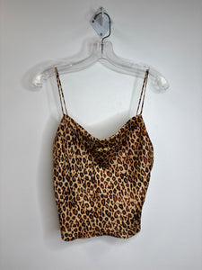 Zara Leopard Print Silky Camisole Adjustable Straps Tank Top (M)