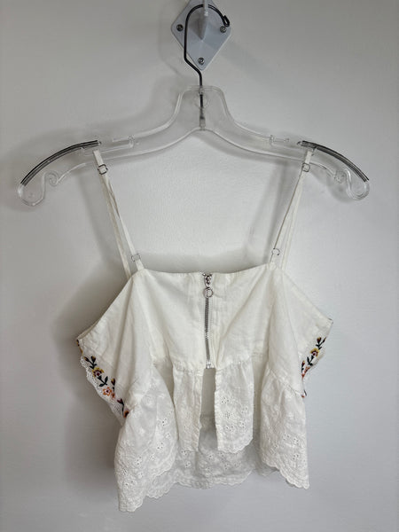Forever21 Cropped Floral Lacey Eyelet Embroidered Top (S)