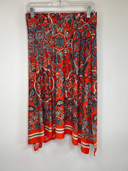 Meg & Margot Orange Paisley Midi Skirt (XS)