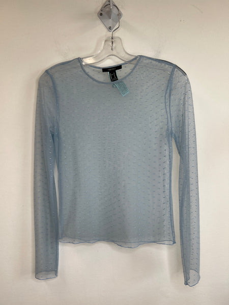 Forever21 Blue Sheer Long-Sleeve Top (M)