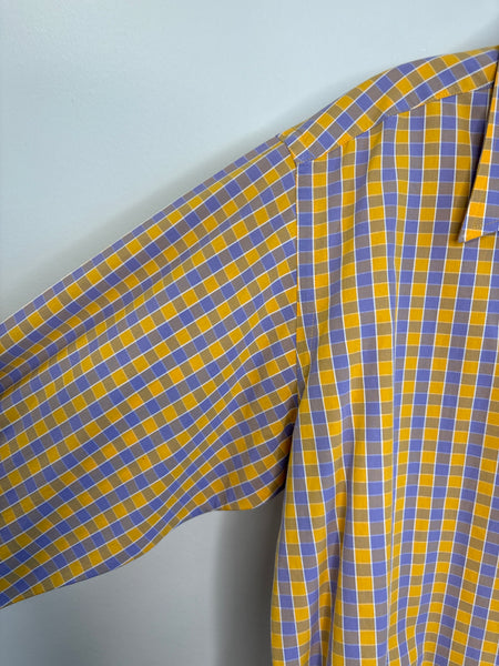 Cotton Reel Yellow & Purple Plaid Button-Up Shirt (M)