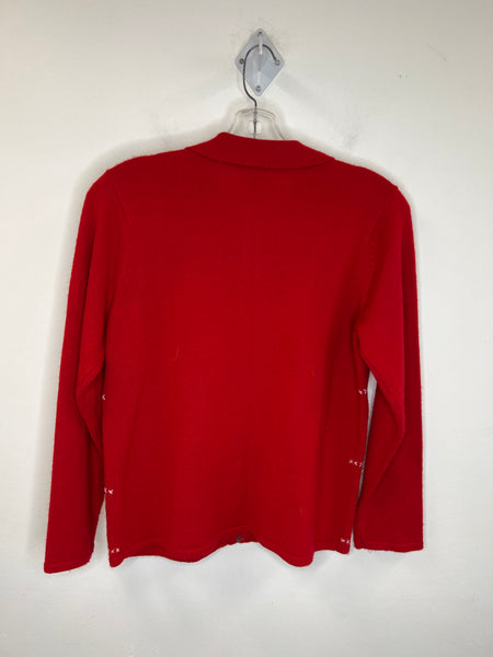 Emma James Red Zip-up Nordic Christmas Long-Sleeve Sweater