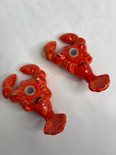 Vintage SET OF 2 Lobster Salt + Pepper Shakers