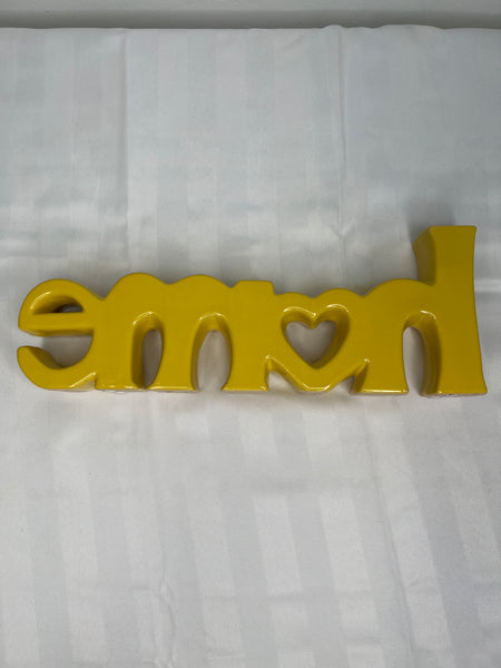 Sunshine Yellow Ceramic "Home" Vase Sign