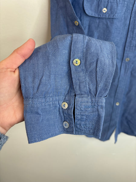 Max Studio Bluw Linen-Cotton Blend Long Sleeve Button Up Shirt (L)