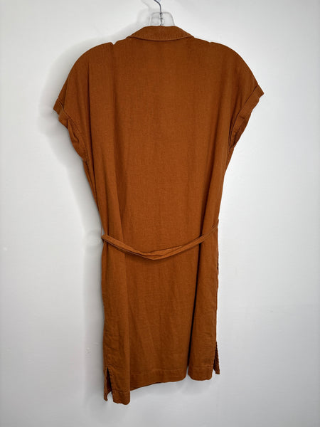 Old Navy Waist-Defined Linen-Blend Tie-Belt Shirt Dress (M)