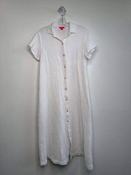 Joe Fresh White Cotton Button-Up Short-Sleeve Maxi Dress (S)