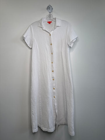 Joe Fresh White Cotton Button-Up Short-Sleeve Maxi Dress (S)
