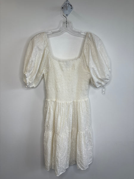 Mystic Threads Puff-Sleeve Eyelet Mini Dress (M)