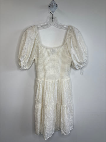 Mystic Threads Puff-Sleeve Eyelet Mini Dress (M)