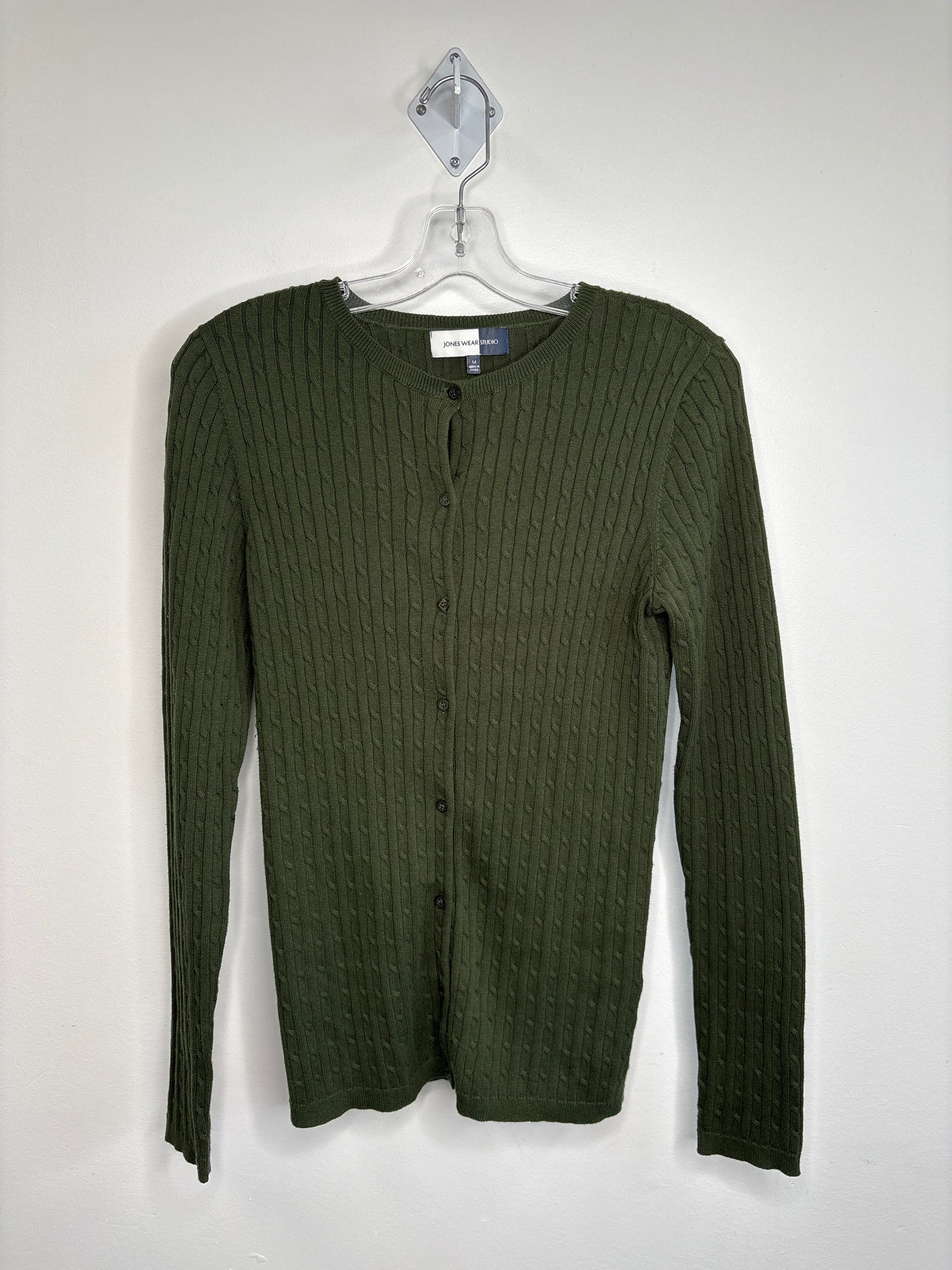 Joneswear Studio Cotton Button-Up Cableknit Cardigan (M)