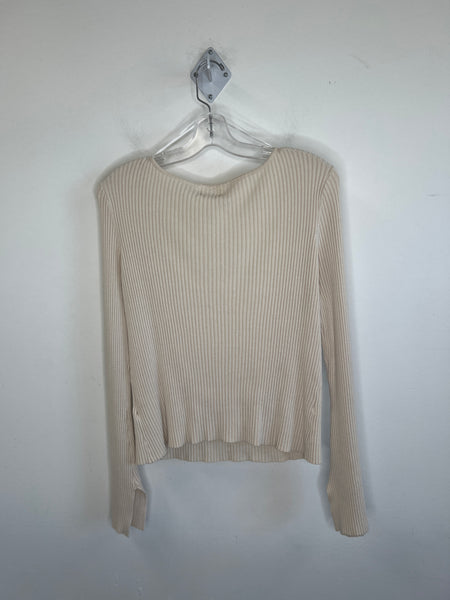 H&M White Long-Sleeve Ribbed Shirt (XL)