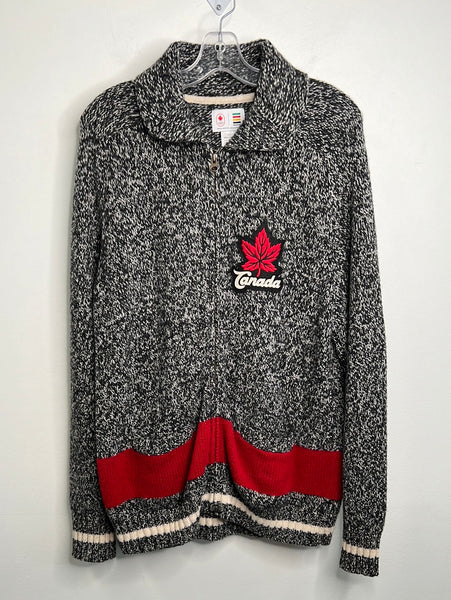 Hudson's Bay Sweater Men's Winter Olympics Cardigan Wool Maple Leaf(L)
