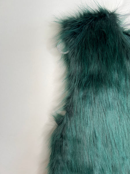 Forever21 Deep Green Faux Fur Vest (S)