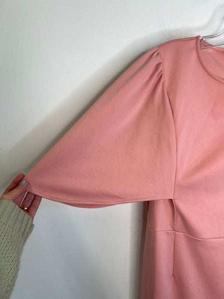 Grace Karin Blush Pink Crape Sleeve Dress (L)