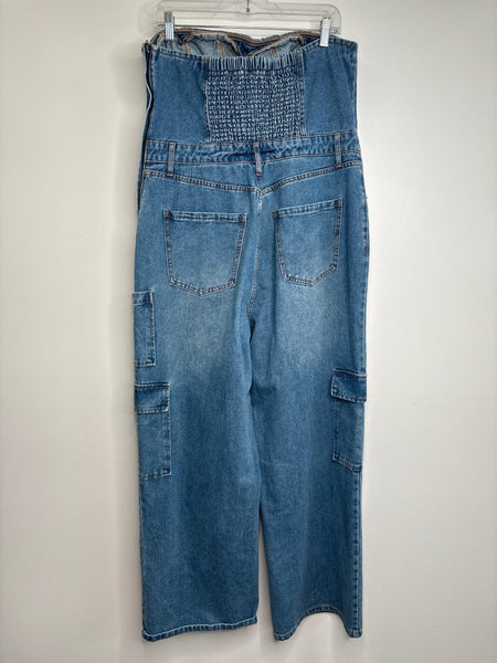 Wild Fable Cargo Denim Jumpsuit (L)