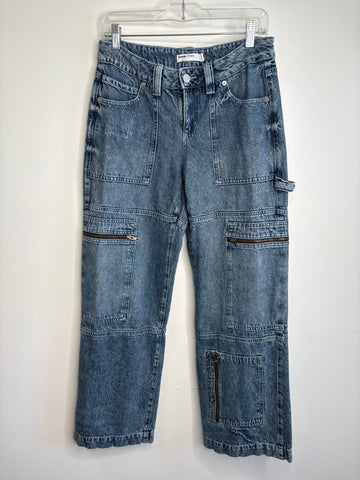Garage Denim Low Rise Wide Leg Cargo Jeans (07/28)